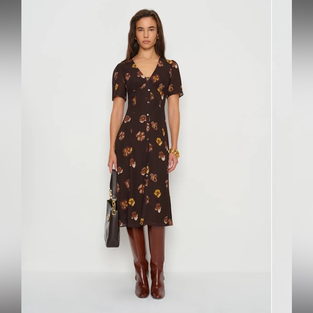 NWOT Reformation Lise Dress in “Chocolate”